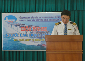 Đồng chí Lê Văn Xếp - Giám đốc Công ty phát biểu tại Hội nghị